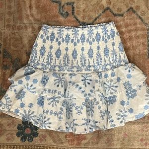 Smocked Blue and White Eyelet Skirt
